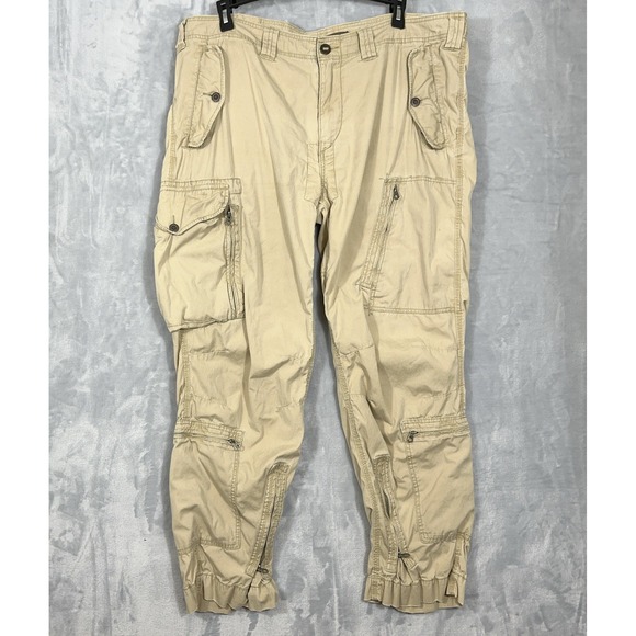 VTG Polo Ralph‎ Lauren Y2K Cargo Khaki Pants Streetwear Utility Grunge 42 x 32